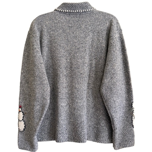 WOOLRICH Vintage Cottagecore Grannycore Snowflake Snowman Christmas Sweater XL - Picture 2 of 10